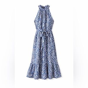 Brand Unknown Women's Animal Print Halter Neck Midi Dress